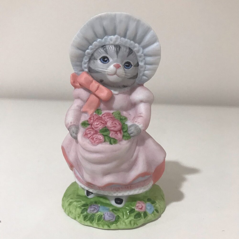 Kitty Cucumber Figurine Shackman Schmid Vintage 1992 Kitty Flower Girl